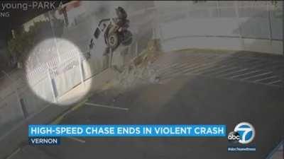 Jeep gets crashed into by a car fleeing from cops