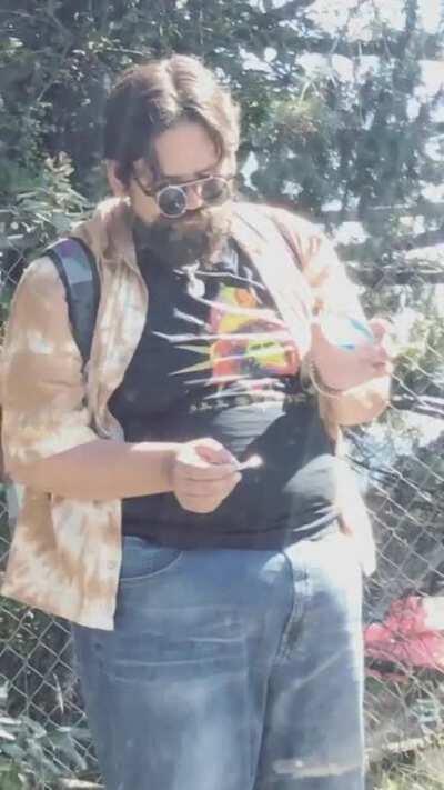 I saw this legend at a stoplight lightning a joint with a piece of glass. I will never be as rad as this guy.