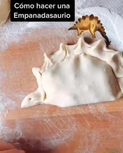 Como hacer una empanada dinosaurio con un muy buen tema de fondo