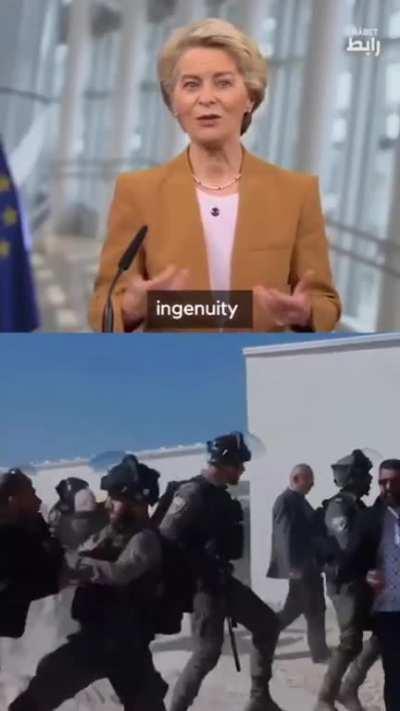 President of the EU commission Ursula Von Der Leyen whitewashing of Israel occupation