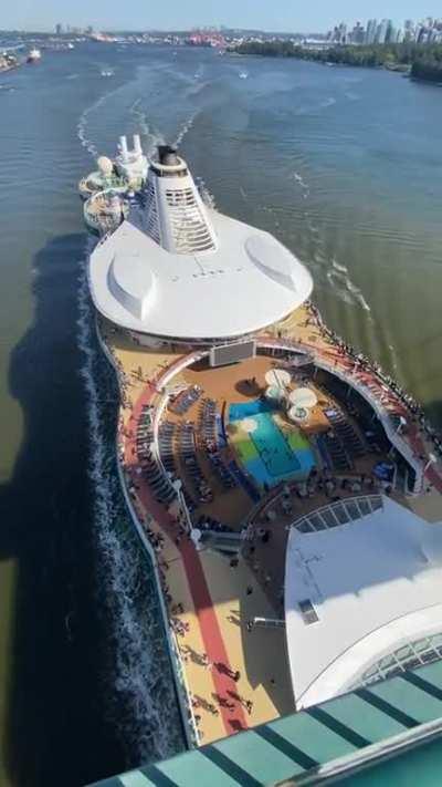 An incredible view of a passing cruise ship!