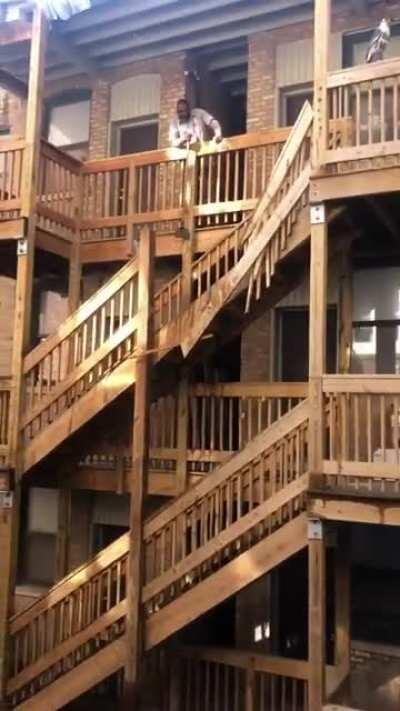 Didn't see the whole icicle hanging, almost missed it falling