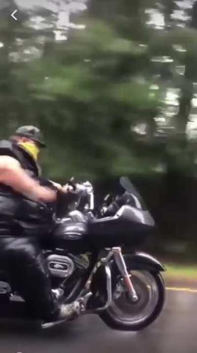 Riding motorcycle in the rain