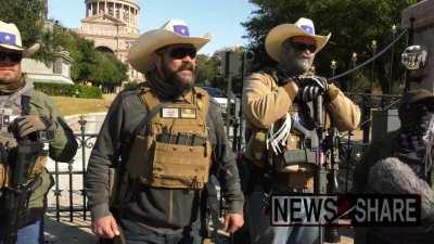 Armed militiamen are gathering to protest in front of Texas Capitol in Austin
