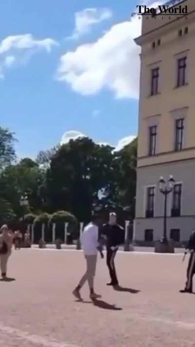 The Royal Palace in Oslo, Norway: Man tries to fight the King’s Guard! 😳