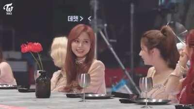 Tzuyu winks and gets a great reaction out of Sana and Jihyo