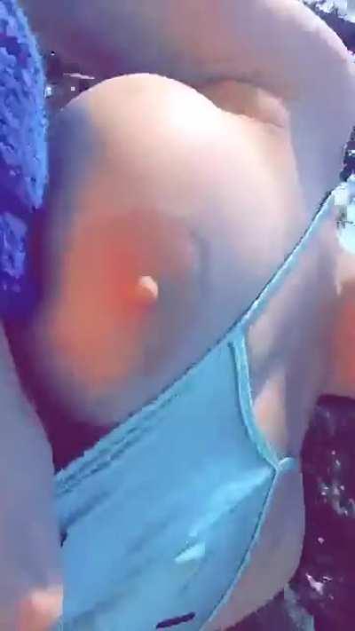 (F)lashing my tits at the pool and some guys caught me