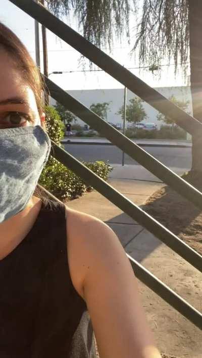 Hoping to get stares while flashing on the stairs