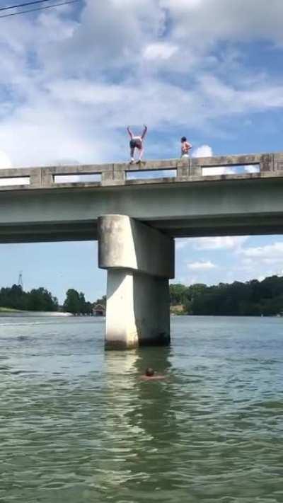 First backflip off of a bridge. I over rotated and bruised my lower back pretty bad but I’m glad I ignored the fear and tried it. I’m gonna go back there and give it another shot sometime soon