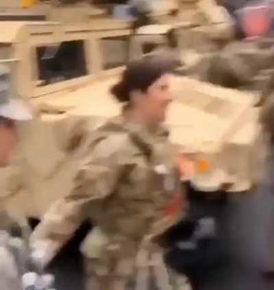 Arizona National Guard and Protestors having a little fun together. Need more videos like this.