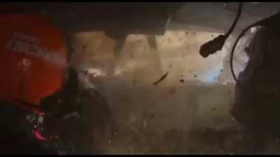 Cutting the corner a little too sharp.