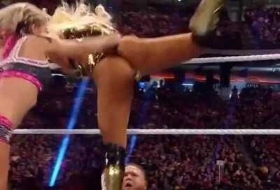 A gif of Mandy Rose's fat wedgied ass