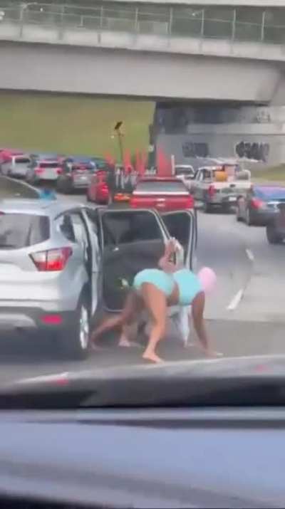 Twerking in the middle of traffic
