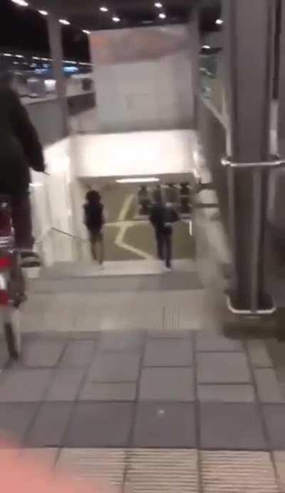 Let me just ride my bike down the stairs.