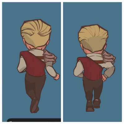 Updating my forward running cycle. Left is old, right is new. Better? Or still bad in a different way?