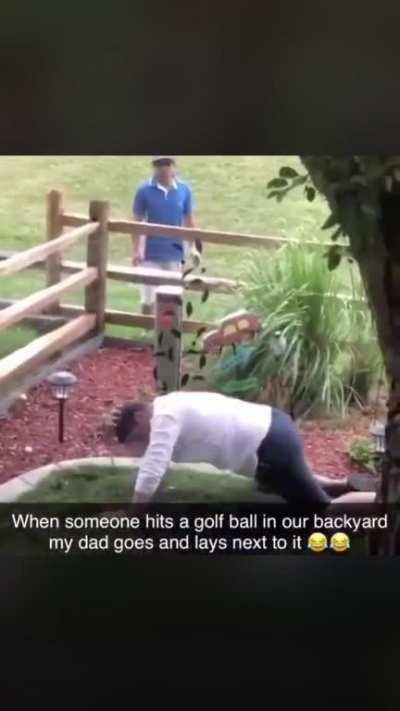 Pretending to get hit in the head with a golf ball