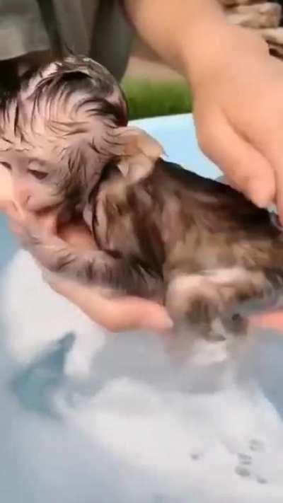 Cute Little One Having Bath!!