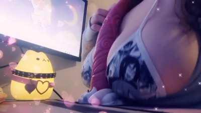 Titfucking my tentacle dildo