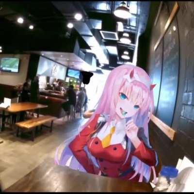at the bar with zero two, QuestPro, passthrough