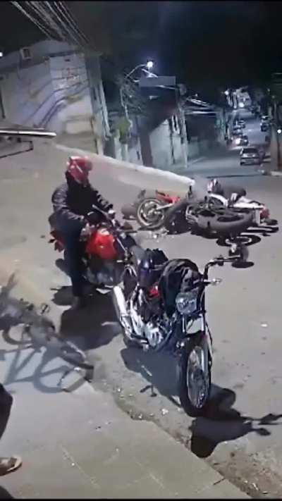 Strong impact between two motorcycles