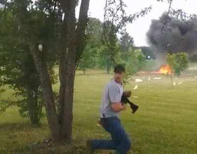 Women live longer because they don't fill their fridge with tannerite and then shoot it!