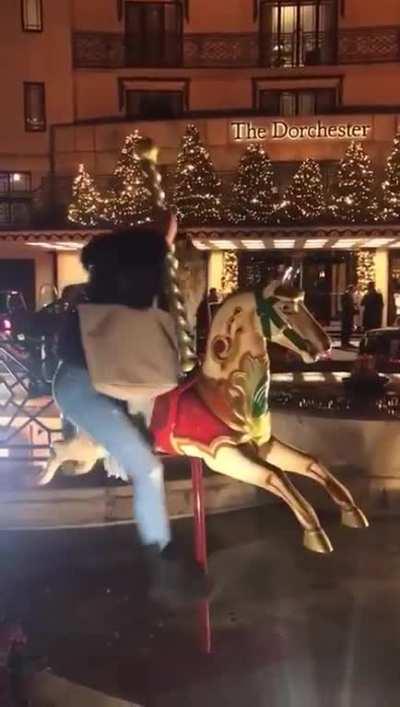 HMC while I climb on top of this random carousel horse