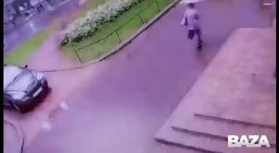 Lightning hit some piece of iron on the roof