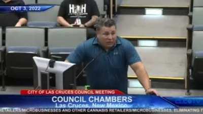 A marijuana dispensary owner at my city council asking for more regulations because he doesnt want competition