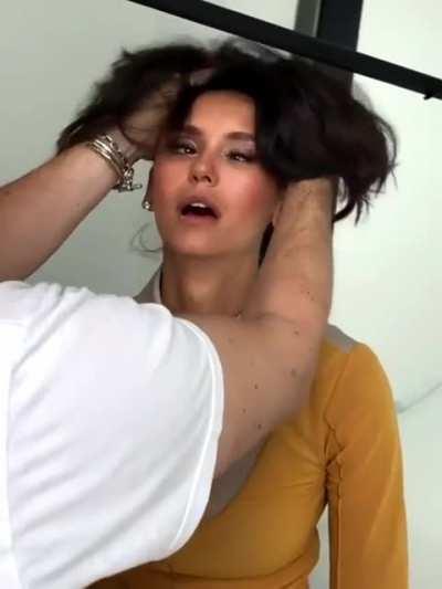 Nina Dobrev hair massage