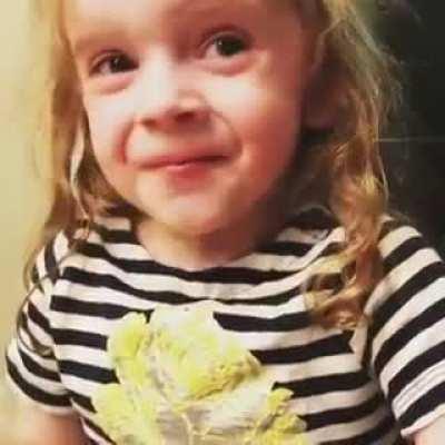 Trying to hide how much she doesnt like sphagetti