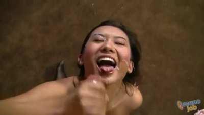Alina Li gets her face covered in cum