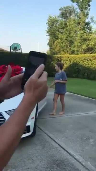 I guess she loves her new car?