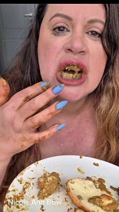 Eating shitty croissants (F) like a good girl, but not completely! (F)