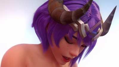 Brigitte rides McCree in her goat skin