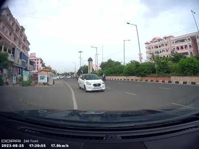 Another wrong side driver caused this yesterday. Could have avoided it, but was fixated on the traffic from behind after initial check.