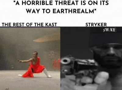Stryker ending a 18000 year old cosmic horror with his glock
