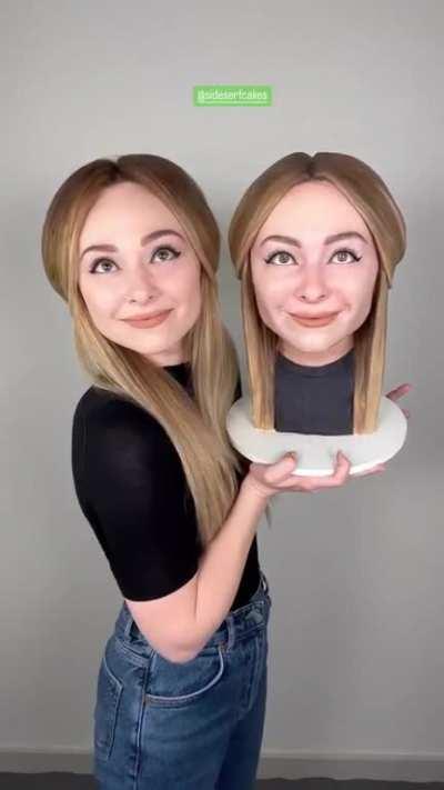 sisterofcakes makes & bakes a replica of her head