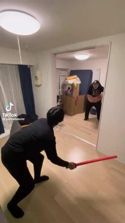 Dude on left had strategy and reflex