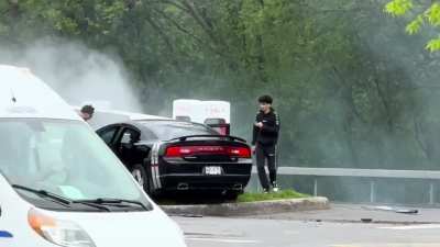 Kids freakout when doing donuts leads to them jumping the curb and almost taking out a cyber cuck..