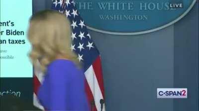 Kayleigh McEnany leaves press briefing as reporter asks, 