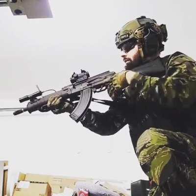 My custom ghk ak from Rush B Airsoft test firing. Whaaaat a unit.