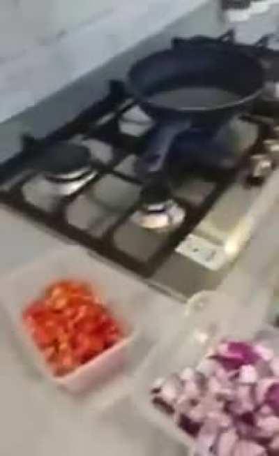 Showing Off His Cooking Skills