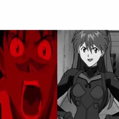 Average fan vs average enjoyer meme template Evangelion (I made it)