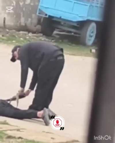 Firing through his anus, an HTS Jihadist killing a civilian in broad daylight in Homs countryside