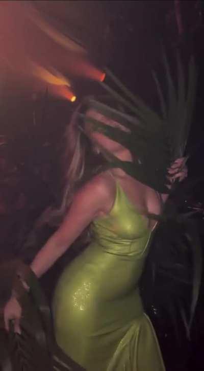 Wearing green dress for date night | IG October 2023