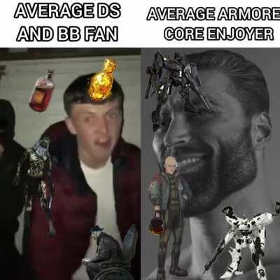 I saw a meme in r/bloodborne (link in the comments) claiming that bloodborne is superior to dark souls, i just wanna say both ds and bb fans are equally cringe to us AC chads😎