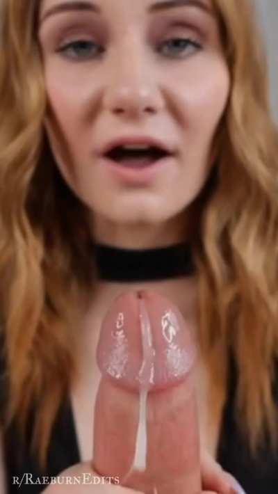 Redhead with amazing eyes handjob finish in slow-mo