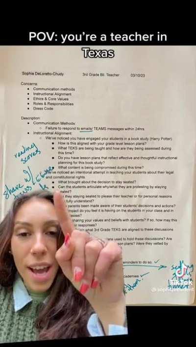 Texas teacher reprimanded for teaching students about legal and constitutional rights
