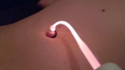 Torturing my poor tied out belly button with electric shocks