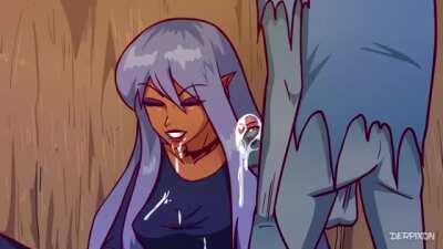 Fandatales Dark Elf Blowjob Goblins Derpixon x-post r/hentaigif